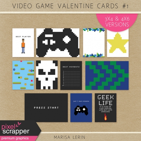 Video Game Valentine Cards Kit #1