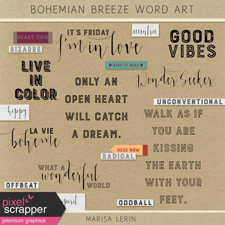 Bohemian Breeze Word Art Kit