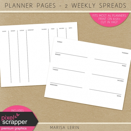 Planner Pages Kit - Weekly Spreads #1 & #2