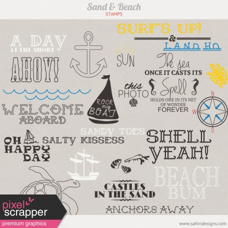 Sand & Beach | Stamps by Elif Şahin graphics kit | DigitalScrapbook.com