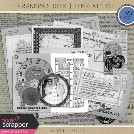 Grandpa's Desk - Template Kit by Janet Kemp graphics kit ...