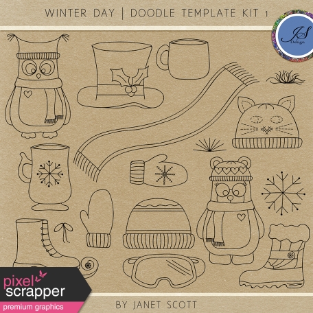 Winter Day - Doodle Template Kit 1