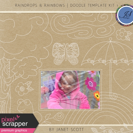 Raindrops & Rainbows - Doodle Template Kit 1