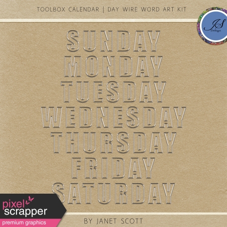 Toolbox Calendar - Day Wire Word Art Kit