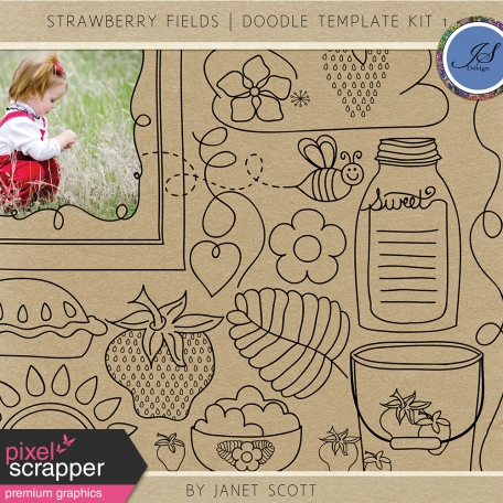 Strawberry Fields - Doodle Template Kit 1