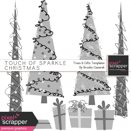 Touch of Sparkle Christmas Trees and Gifts Templates Kit