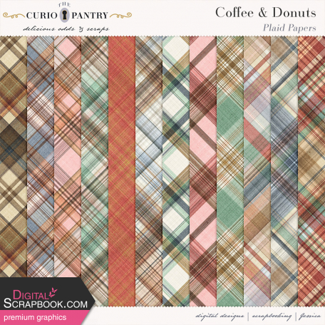 Coffee and Donuts Plaid Papers
