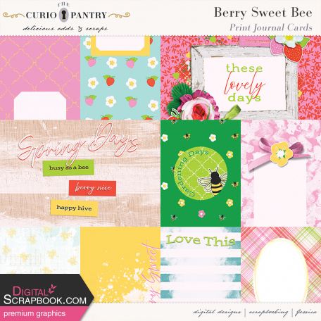 Berry Sweet Bee Print Journal Cards