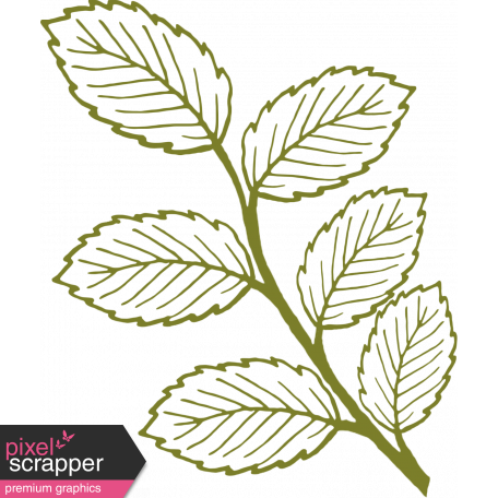 Leafy Branch Outline 10 - Template 