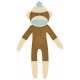 Oh Baby, Baby- Blue &amp; Brown Sock Monkey Sticker