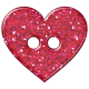 Pink Plastic Glitter Heart Button