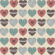 Mint, Choc and Rose Hearts patterned paper