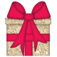 Gold Glitter Gift with Red Bow