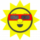 Solar Eclipse Happy Yellow Sun with Glasses