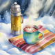 Watercolor Snowy Cocoa Background Paper