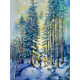 Watercolor Snowy Winter Deer Scene, 9&quot;x12&quot;