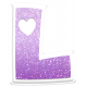 Love Letters Purple Ombre Glitter Cut-Out Puffy Sticker: Uppercase L