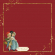 Red Sparkling Christmas Background with Victorian Children