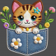 Applique Kitten in Pocket