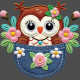 Applique Owl in Pocket