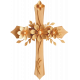 Wooden Cross with Carved Flowers 06