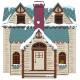 Vintage Winter Victorian Snowy House Element